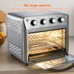 Friteuse � air sans huile 26 l 1�600 w prumya mode rotatif et maintien au chaud 42 x 375 x 33 cm argent ...