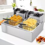 Friteuse lectrique 12lacier inox5000w60 ~ 200 ?avec indicateur led et panierthermostat rglable