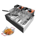 Friteuse lectrique 12l - bicylindre friteuse - 2500w - 100 - 200? - 2 paniers  friture amovibles - ...