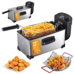 Friteuse lectrique 3l en acier inoxydable 2000w thermostat rglable mini friteuse familiale et professionnell ...
