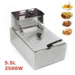 Friteuse electrique 55l - friteuse 25kw en acier inoxydable - avec panier à friture - commercial pour ... Friteuse electrique 55l - friteuse 25kw en acier inoxydable - avec panier à friture - commercial pour ...