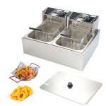 Friteuse �lectrique 6l + 6l - prumya - 2500w - acier inox - double cuves amovible - temp�rature r�glable ...