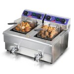Friteuse lectrique - duoku - 24 l - 6000 w - acier inoxydable - deux paniers amovibles