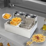 Friteuse �lectrique avec cuve amovible 12l ? double cuve 6l + 6l 2500w thermostat r�glable 50 - 200�c ...