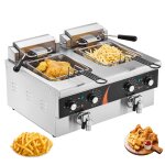 Friteuse �lectrique - duoku - ef - 6v - 2 - acier inoxydable - double cuve 59 l - 6000 w