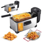 Friteuse Électrique inox 3l friteuse à huile avec indicateur led et panierthermostat réglablepièces amovibles ... Friteuse Électrique inox 3l friteuse à huile avec indicateur led et panierthermostat réglablepièces amovibles ...