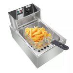 Friteuse lectriqueprofonde 6l en acier inoxydableavec indicateur led et panierthermostat rglable