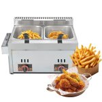 Friteuse  gaz 16l - double rservoir friteuse  gaz - acier inoxydable - bleu frit * 2 - scurit - ...