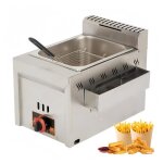 Friteuse à gaz 8l en acier inoxydable avec panier et couvercle puissance de feu réglable pour frites ... Friteuse à gaz 8l en acier inoxydable avec panier et couvercle puissance de feu réglable pour frites ...