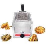 Friteuse � gaz simple ou double cuve 10l en inox - br�leurs ind�pendants avec paniers et couvercle