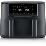 Friteuse sans huile severin - airfryer fr2463 - capacit 8l - double cuve - 10 programmes - 2600w