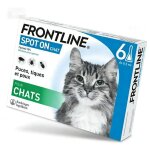 Frontline spot - on chat 6 pipettes �limine les puces adultes les tiques et les poux broyeurs + 1 pipette ...