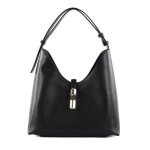Furla sac � �paule noir en cuir pour femme - goccia hobo bag m nero 295514