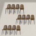 Furniturer lot de 12 chaises de salle � manger en simili suede scandinave vintage r�tro pour cuisine ...
