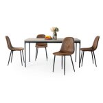 Ensemble table et chaises - furniturer - furniturer 5pcs table � manger avec chaises - gris - 4 places ...