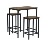 Ensemble de bar 3 pi�ces - furniturer - table bistro - m�tal - style industriel - marron