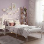 Furniturer lit en m�tal blanc 90x190 cm cadre de lit simple pour enfant ado ou adulte structure robuste ...