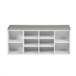 Furniturer meuble � chaussures banc de rangement hallway rack avec coussin rembourr� 10 compartiments ...
