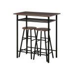 Furniturer set de table de bar 3 pcs table haute avec etagre de rangement et 2 tabourets de bar mtal ...