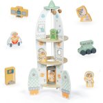 Garage enfant - mamabrum - fus�e spatiale en bois - ascenseur mobile - 2 astronautes - accessoires inclus ...