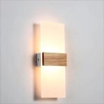 Fusion applique murale interieur 6w led blanc chaud - lampe murale design cr�atif rectangulaire en bois ...