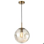 Fusion lampe suspendue moderne - lustre suspension en verre ambre �15cm avec douille de suspension en ...