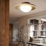 Fusion plafonnier nordique moderne en travertin jaune - e27 plafonnier semi - encastr� en pierre naturelle ...
