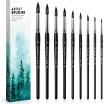 Fuumuui pinceaux aquarelle professionnel - 9 pinceaux ronds en poil d?cureuil synthtique pour aquarelle ...