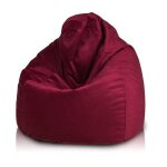 Fuzzy pouf fauteuil microfibre poire adulte fauteuil relax salon billes polystyrne 80x110 cm bordeaux ...