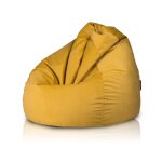 Fuzzy pouf fauteuil microfibre poire adulte fauteuil relax salon billes polystyr�ne 80x110 cm jaune ecopuf ...