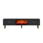 Fyri - meuble tv avec chemin�e led 150cm gris anthracite