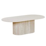 Gael - table basse ovale en c�ramique beige 120 cm