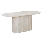 Gael xl - table � manger ovale en c�ramique beige 180 cm