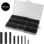 Gaines thermor�tractables aimoonsa 150 pcs noir 2:1 ? 8 diam�tres (2?13 mm)