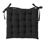 Galette de chaise piqu�e 16 points en coton et nouettes gris anthracite 38x38 cm