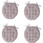 Galette de chaise ronde - lot de 4 - d 38 cm - beige lin