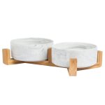 Gamelle en cramique pour chat et chien gamelle surleve pour nourriture et eau avec cadre en bois antidrapa ...