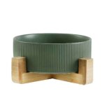 Gamelles en cramique pour chien avec support en bois rsistantes et pratiques pour leau et la nourriture ...