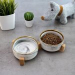 Gamelles en cramique sur pied double gamelle en cramique pour chiens et chats 2 x 850 ml