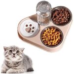 Gamelle pour chat - acier inoxydable - rose - distributeur deau automatique - bol rectangulaire - intrieur ...