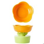 Gamelle pour chat - cramique - orange - grande capacit - protection colonne vertbrale - forme fleur ...