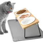 Gamelle chat - gamelles chat surleves - 3 gamelle chat ceramique - avec support 15 inclin mit tapis ...