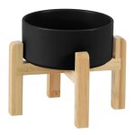 Gamelle chat surleve grise avec support bambou et pieds antidrapants bol pour eau et nourriture chien ...