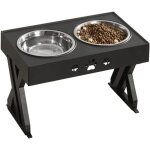 Gamelle pour chien en acier avec support dorsal hauteur rglable (noir)