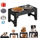 Gamelle chien surleves de 4 hauteurs ajustables avec 2 bols en acier inoxydable et 1 gamelle anti - ...