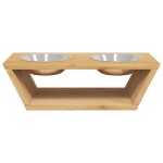 Gamelle surleve - vidaxl - bamboo - 2 bols amovibles - confortable - durable