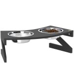 Gamelle chien surleve - pawhut - avec support 2 bols acier inoxydable tapis dalimentation lente - surface ...