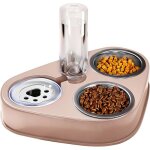 Gamelle double 3 en 1 pour chat gamelle en acier inoxydable avec support gamelle amovible pour animaux ...