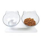 Gamelles doubles - noname - inclin�es - pvc - transparent - pour chats