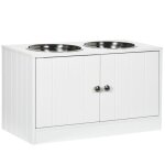 Gamelle - ecuelle surleve pour chien 2 bols inox + support 44l  portes magntiques blanc - eau & nourriture ...